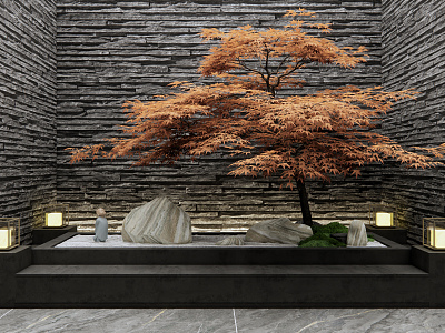 New Chinese style landscape sketch Zen dry stone landscape sketch model