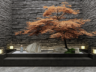 New Chinese style landscape sketch Zen dry stone landscape sketch 3d model