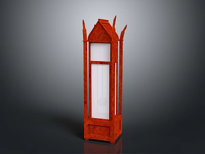 Tall Red Storage Cabinet With Glass Door And Decorative Ornate Top Design 3d model