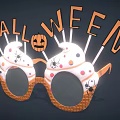 Halloween Themed Decorative Glasses With Pumpkin Design Spider Accents Waffle Frame And Creamy Colorful Dots