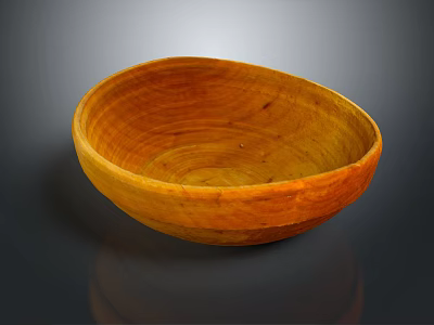 Handcrafted Natural Wooden Bowl With Organic Wood Grain For Home Use 3d model