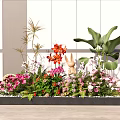 Colorful Garden Flower Arrangement With Red Lilies Pink Blooms And Green Leaves
