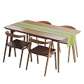 Modern wooden dining table dining chair combination 3d model