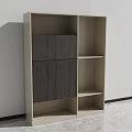 Modern File Cabinet With Multiple Open Shelves Wood Grain Panels And Light Color Frame