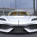 Silver Sports Car With Sleek Aerodynamic Body And Yellow Interior Seats