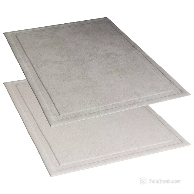 Two Soft Gray Square Rugs Featuring Simple Texture For Home Decor 3d model 