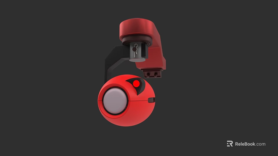 Modern Red Spherical Projection Monitoring Camera With Adjustable Lens And Rotation 3d model 