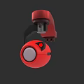 Modern Red Spherical Projection Monitoring Camera With Adjustable Lens And Rotation