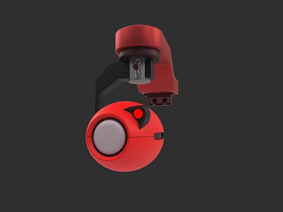 Modern Red Spherical Projection Monitoring Camera With Adjustable Lens And Rotation 3d model