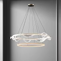 Stylish Modern Circular Chandelier With Transparent Elements And Illuminated Rings Design
