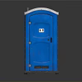Blue Portable Toilet Building With White Roof And Number 11 Door