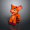 Adorable Cartoon Orange Stuffed Toy With Big Ears Red Nose Smiling Face And Red Paws