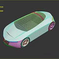 White Convertible Car With Green Roof Sleek Modern Design And Silver Wheels