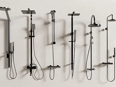 Various Modern Shower Systems With Different Designs And Styles For Bathroom 3d model