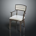 Classic Armchair With Checkerboard Pattern Seat Backrest Armrests And Wooden Legs