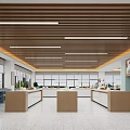 Spacious School Canteen With Bright Interior Round Dining Table And Stools