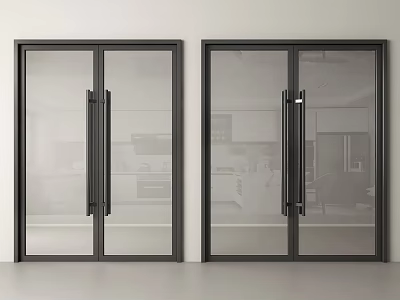 Modern Sliding Glass Doors With Black Frames For Home Interior Entrance 3d model