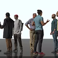 Diverse Group of Men Standing Together and Interacting in Casual Clothing