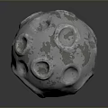 Decorative Wood And Stone Spherical Ornament With Greenish Pockmarked Surface Texture
