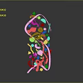 Modern Colorful Abstract Daily Life Decor Piece With Mixed Shapes And Curved Lines