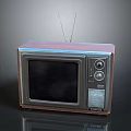 Vintage Wooden Case Television With Black Screen And Two Antennas Front Knobs 3d model