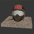 Red And Black Tactical Weapon With Silver Reflective Parts On Stone Platform