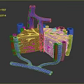 3D Rendering of Skin Organ Structure Showing Hair Follicles Layers and Vessels