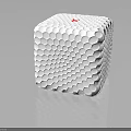 White Cube Shaped Electronic Device With Honeycomb Texture And Red Logo On Top 3d model