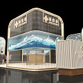 Modern Sales Office Interior With Glass Display Cabinets Reception Desk Tables Chairs And Decorative Elements