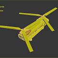 Green Helicopter Model With Black Propellers And Detailed Body Components 3d model