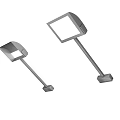Modern Outdoor Lighting Fixtures Set With Two Silver Metal Lamps Long Pole And Square Shade