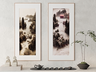 New Chinese Landscape Painting Decorative Painting 3d model