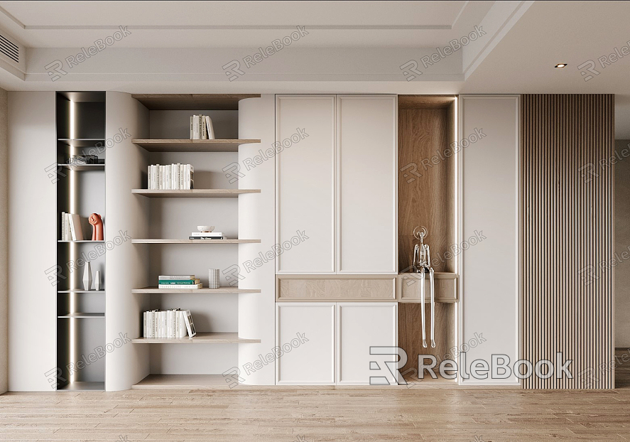 Quiet bookcase made of wood model