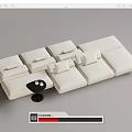 Modern White Sectional Sofa with Modular Design Plush Cushions and Small Black Coffee Table 3d model