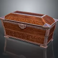 Wooden Storage Chest With Decorative Metal Accents And Ornate Patterns For Home Organization