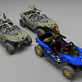 Adventurous Functional Off-Road Vehicles With Open Cab Design And All-Terrain Wheels 3d model