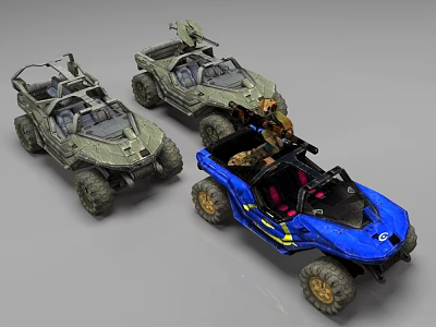 Adventurous Functional Off-Road Vehicles With Open Cab Design And All-Terrain Wheels 3d model
