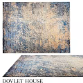 Vintage Square Carpet With Blue Beige Distressed Texture For Living Room Decor