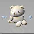 Adorable White Bear Themed Children Furniture With Black Surface Blue Stars And Brown Accents
