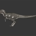 Realistic Velociraptor Dinosaur Figure Standing In Gray Color With Detailed Skin Texture On Dark Background