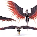 Majestic Mythical Flying Bird With Vibrant Red And Black Feathers Spreading Wings