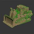 Functional Bulldozer Tracked Metal Model With Detailed Cabin And Front Blade