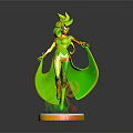 White Haired Fantasy Character Sculpture With Black Creature Wings And Crystal Base Design