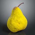 Fresh Ripe Yellow Pear With Brown Spots And Stem On Dark Background