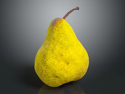 Fresh Ripe Yellow Pear With Brown Spots And Stem On Dark Background 3d model