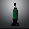 Industrial Green Cylindrical Device With Black Base Top Structure And Red Components 3d model