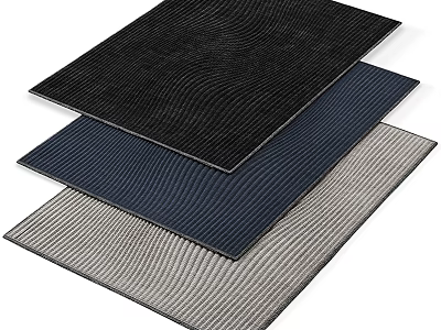 Square Rugs in Black Navy and Gray with Striped Textured Design for Living Room Decor 3d model