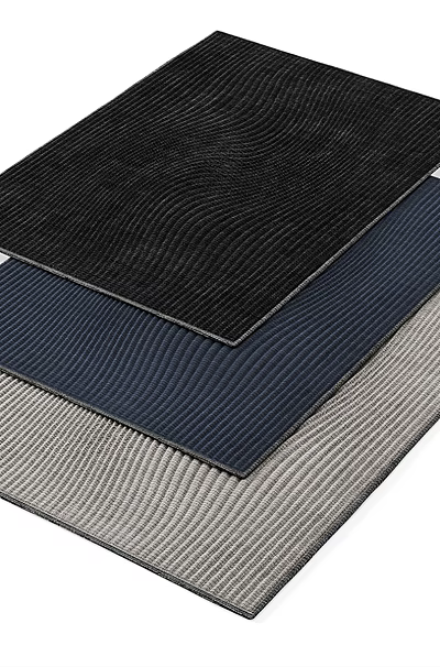 Square Rugs in Black Navy and Gray with Striped Textured Design for Living Room Decor 3d model