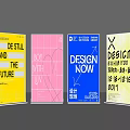 Modern Design Exhibition Display Panels With Colorful Graphics And Typography Details