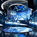 Interactive Digital Exhibition Space With 360 Degree Projection Screen And Blue Light Visual Effects 3d model